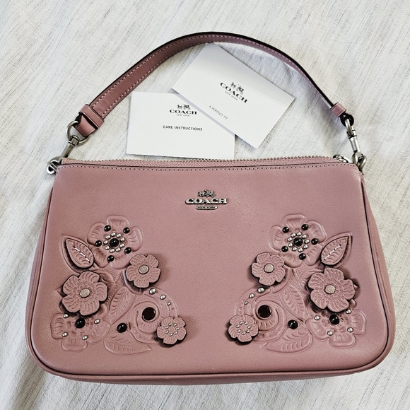 Coach Nolita Pink Wristlet Floral Details 12048